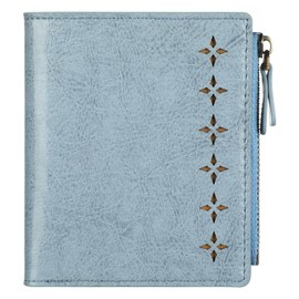 Lavemi Ultra Thin Small Compact Leather Womens Girls Wallets RFID Blocking Credit Card Holder for Women, 1-light Blue, One Size