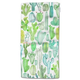 HGOD DESIGNS Cactus Hand Towels Watercolor Cactus Green Pattern Soft Hand Towel for Bathroom Kitchen Yoga Gym Decorative Towels 15"X30"