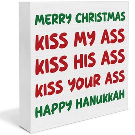 Funny Christmas Decor, Lampoon's Christmas Vacation Decorations, Rustic Christmas Wooden Decorative Sign Home Decor for Desk Table Shelf 5 x 5 Inches