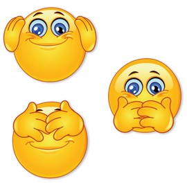 Smiley-Aufkleber Set I taub - stumm - blind I rund Ø 9 cm I lustige Emoticon Sticker für Laptop Notebook Tür Roller Auto I selbstklebend I wetterfest I kfz_662