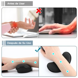 Reposa Muñecas, Reposa Muñecas Mouse y Teclado, Almohadilla de Apoyo para la Muñeca para Trabajo de Oficina, Soporte Ergonómico, Antideslizante, Cómodo, Alivia la Presión de la Muñeca en el Teclado y el Mouse (Negro)