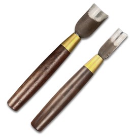 ONE Plus ONE Leather Corner Punch Tool Set, 10 & 15mm Radius, Made in Taiwan, Professional Leather Cutter, Sharp Swiss Steel Blades, Premium Ebony Wood Handles, Perfect for Precise Leather Crafting