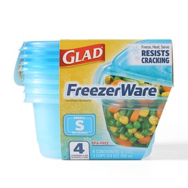 Glad GladWare Freezerware Food Storage Containers - Small Rectangle - Meal Container Holds up to 24 Ounces of Food - Lock Tight Seal, 4 Count - 6 Pack