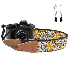 Dulphee Camera Strap, Jacquard Embroidered 2" Wide Soft Cotton Shoulder & Neck Universal Camera Straps for All DSLR Cameras, Best Gift for Men & Women Photographers