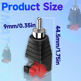 YIMATEECO RCA to Speaker Wire Adapter, 10 Pack Speaker Phono Jack RCA Male to AV 2 Screw Terminal Female, Audio Video Spring Press Type Balum Connector Adapter (RCA Male To AV 2 Screw Female, 10Pack)