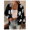 SHENHE Women's Floral Cardigan Sweater Open Front Long Sleeve Button