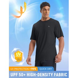 baleaf UV Shirt Men's Sports T-Shirt Swimming Shirt Water UPF 50+ Sports Shirt Training Shirt Fitness Shirt Functional Shirt Quick-Drying Gym, black, XXL