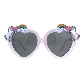 Children Size Girls Rainbow Unicorn Heart Shape Sunglasses Pink