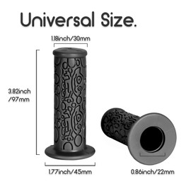 PRUNUS Bike Grips Bicycle Handlebar Grips for Kids Girls Boys, 3.8'' Non-Slip Rubber Mountain Bike Grips for Scooter Cruiser Balance Bikes MTB BMX (Black)