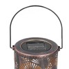 LED Solar Lantern Retro Iron Hollow Portable Warm Light Outdoor