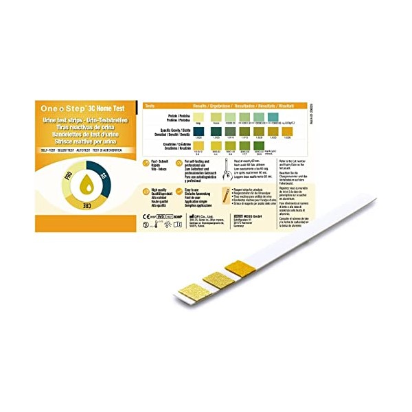 One Step: 5 x Kidney Function Test Strips, Creatinine, Protein and Specific Gravity Urine Kits
