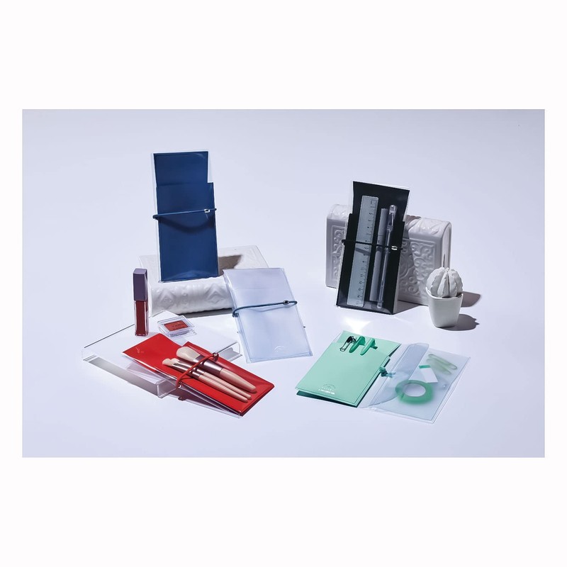 LIHIT LAB A7941-24 Anti-Bacterial PVC Flat Pencil Case, Transparent, Slim