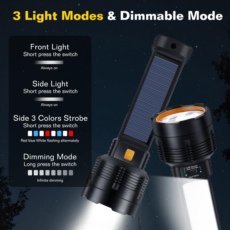 2 Pack LED Rechargeable Flashlight - 20000 Lumens Super Bright