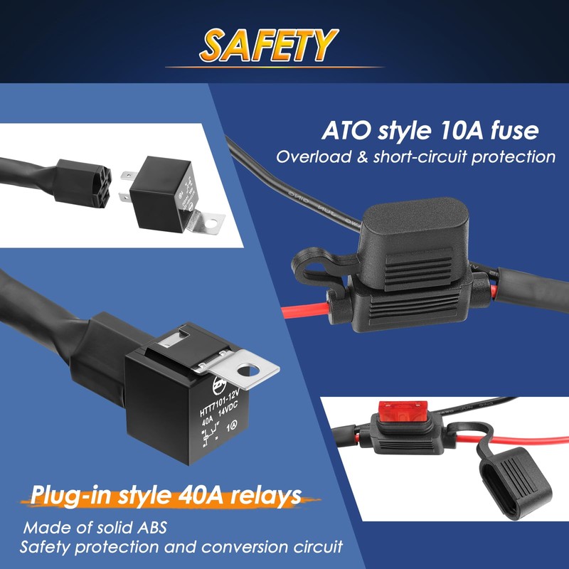 Wiring Harness 2 Leads, Roador Rocker Switch 12V 40A Relay