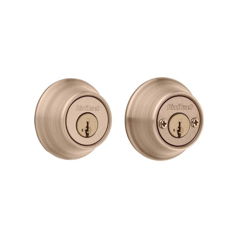 Kwikset SmartKey Security Antique Brass Metal Double Cylinder Deadbolt