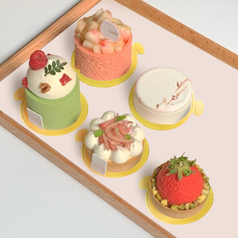 3.5 Inch Mini Cake Boards: 100pcs Golden Round Mousse Cupcake