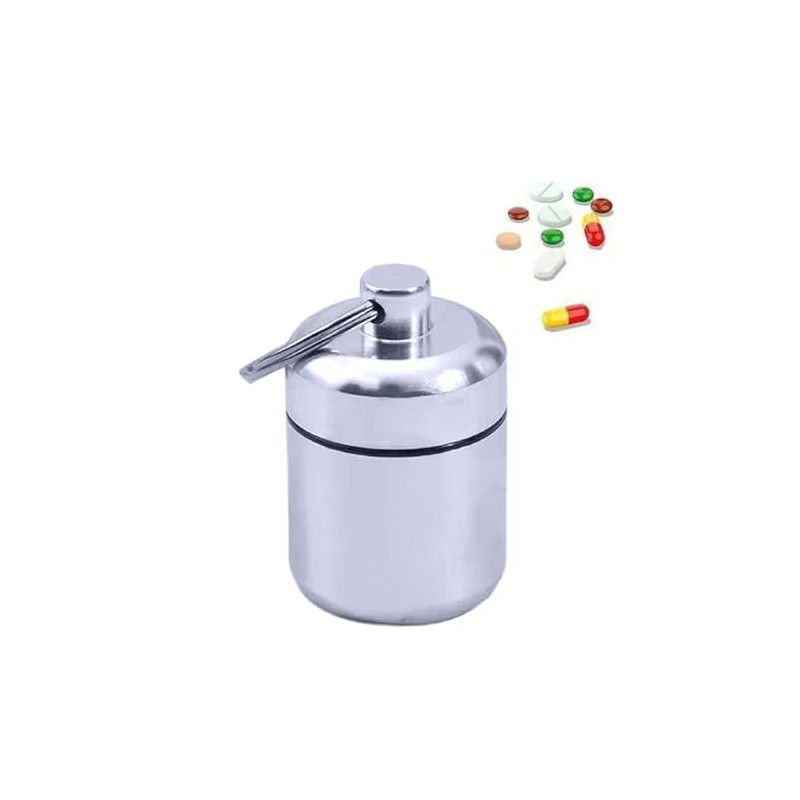 Mini Pastillero Portátil De Aluminio Llavero De Bolsillo
