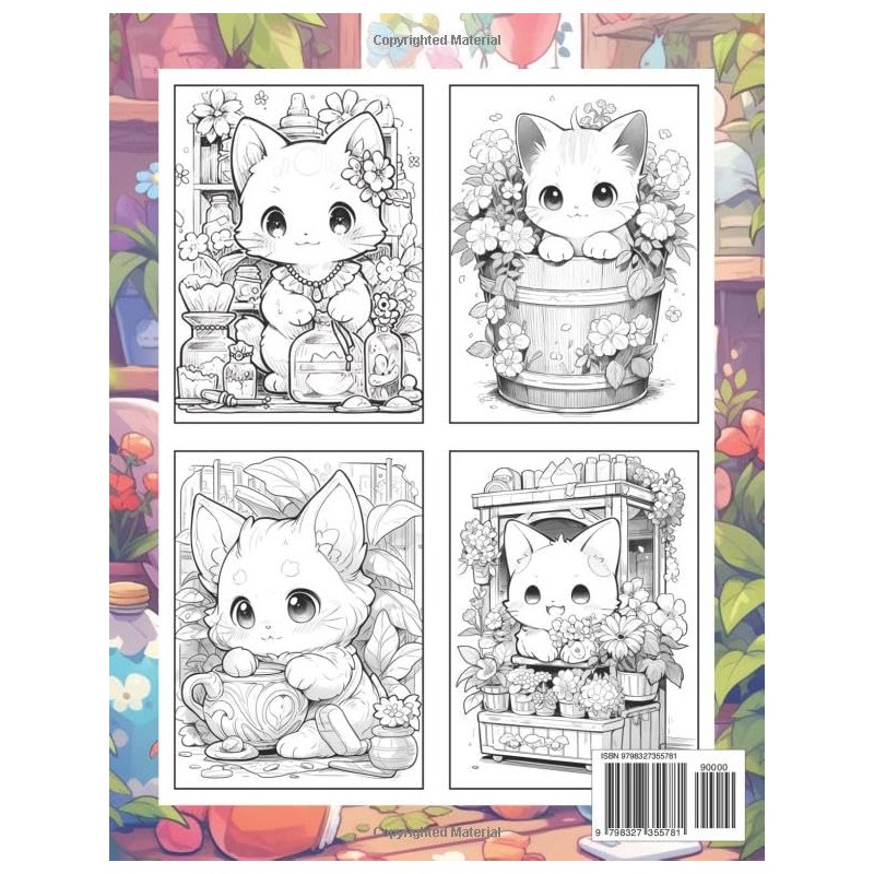  Kawaii Cats Coloring Book: Kawaii Cats Coloring Page, Adorable