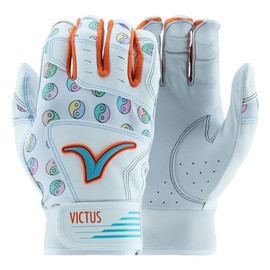 Victus MOG Adult Batting Gloves, White/Orange, AL