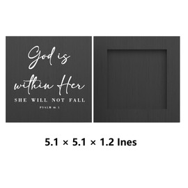 God is within Her Bible Verse Artwork Black Wood Box Sign Rustic Farmhouse Style Psalm 46 : 5 Christian Wood Block Plaque 5 X 5 Inches Home Office Desk Sign Decor for Presents