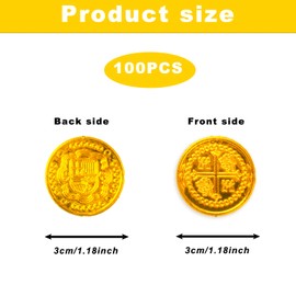Bojueshaw 10pcs Pirate Gold Coins,Plastic Treasure Hunt Coins for Pirate Themed Parties,Birthday Decorations,and Adventure Games
