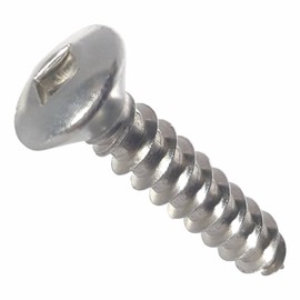 #12 x 1" Oval Head Sheet Metal Screws, Square Drive, Stainless Steel 18-8, Full Thread, Bright Finish, Self-Tapping, Type A, Quantity 100 by Fastenere