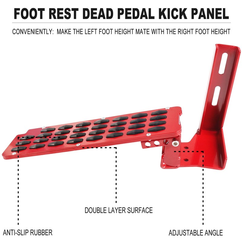 PKEDUO JK Dead Pedal Left Side Driver Foot Rest Pad