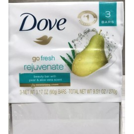 Dove Go Fresh Rejuvenate Beauty Bar Soap Pear and Aloe Vera 3 bars
