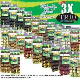 3X TRIO OCEAN WAVE 20" (3 PACK) 9 BUNDLES SYNTHETIC BRAIDING HAIR FOR CROCHET BRAIDING (#350 RUSTY COPPER)