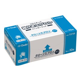 OO Osaki 73739 Disposable Plastic Apron, Clean Apron, Sleeve Type, Long Sleeve, Finger Hook, One Size, Blue, 10 Pieces