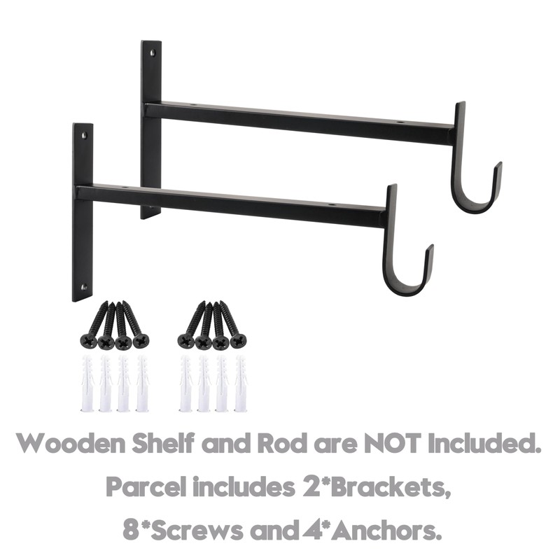 AddGrace Closet Rod Bracket Heavy Duty Shelf Brackets 6 Inch