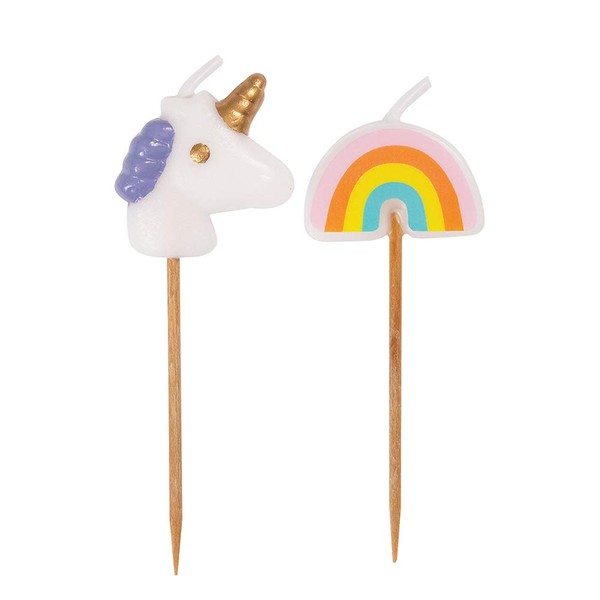 Unicorn and Rainbow Birthday Party Pick Candles, 6 Ct.