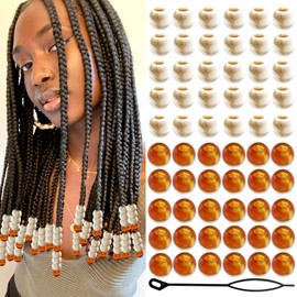 NAISKA 60Pcs White Hair Beads for Braid Loc Dreadlock Accessories Jewelry Decoration Acrylic Circle Pony Beads Cute Braids Dreadlocks Hair Jewelry Making Kit for Women and Girls