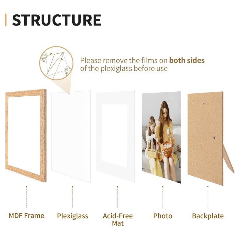 8x10 Picture Frame Set of 4, Displays 5x7 with Mat