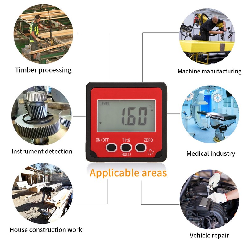 Angle Finder Digital Display Level Gauge Magnetic Inclinometer Tool for