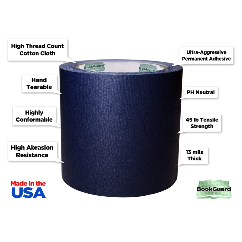 BookGuard 4 inch Premium Bookbinding Repair Cloth Tape, 15 Yard
