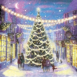 Museums & Galleries Charity Christmas Cards - The Christmas Tree Street Scene - Eco-Friendly and Recyclable - Pack of 5 Cards
