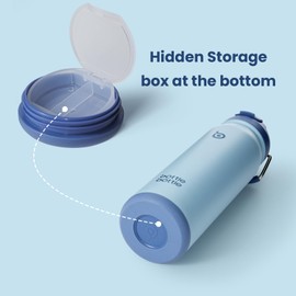 BOTTLE BOTTLE 24 oz sports water bottle stainless steel insulated water bottle with straw and pills holder (blue)