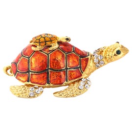 DTSFHTDAL 1PCS Turtle Trinket Boxes Hinged, Hinged Enamel Jewelry Box Crystals Bejeweled Turtle Trinket Box Turtle Jewelry Box Hand Painted Hinged Jewelry Organizer Art Collection Desktop Decoration