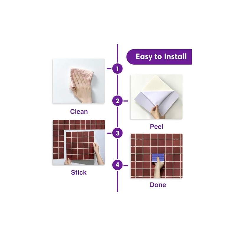 Thicker Dark Red Peel and Stick Backsplash Tiles-10 pcs of