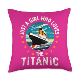A Girl Who Loves the RMS Titanic Girls Throw Pillow
