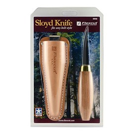 FLEXCUT Sloyd Knife KN50, 1095 High Carbon Steel Blade, 7 1/2 inch Overall Length, 2 7/8 inch Blade, Cherry Hardwood Handle, Made in USA