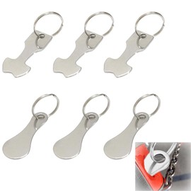 Pack of 6 Stainless Steel Shopping Trolley Tokens, Supermarket Shopping Trolley Tokens, Stainless Steel Shopping Trolley Key Fob for Shopping Trolley, Two Models Shopping Trolley Token