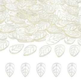 PATIKIL Leaf Beads, 100Pcs Crystal Leaf Beads Translucent Czech Glass Beads Spacer Bead for DIY Jewelry Making Bracelets Necklace, Crystal Yellow