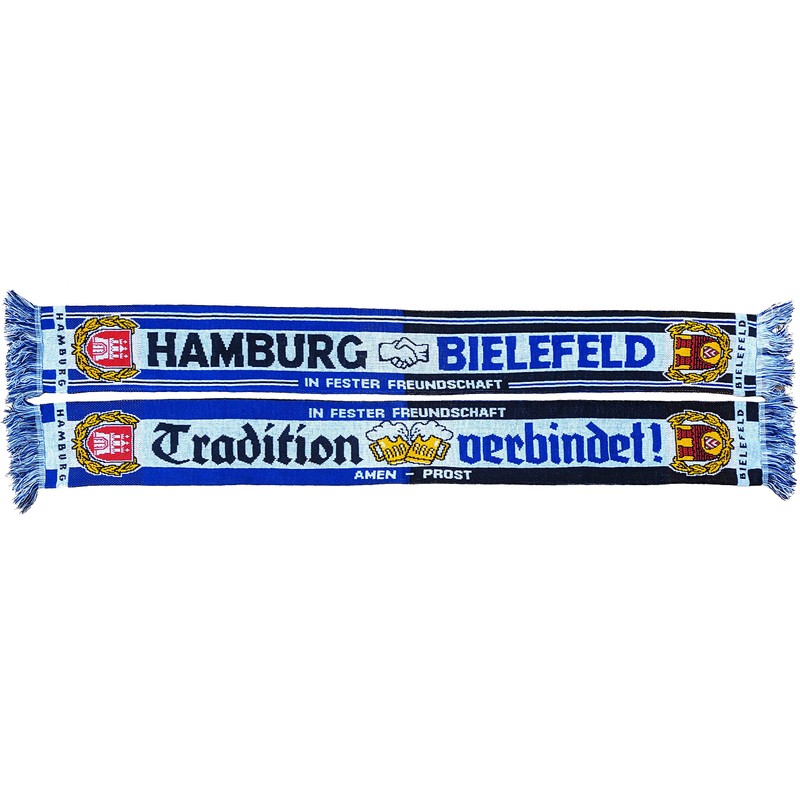 Generisch Hamburg-Bielefeld Friendship Scarf (Knitted Scarf), Blue, yellow