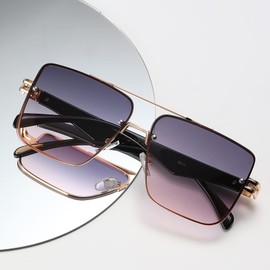 Bevi Square Aviator Casual Sunglasses UV 400 Protection Fashion Unisex Eyewear for Women Men, Ocean Light Purple, Large