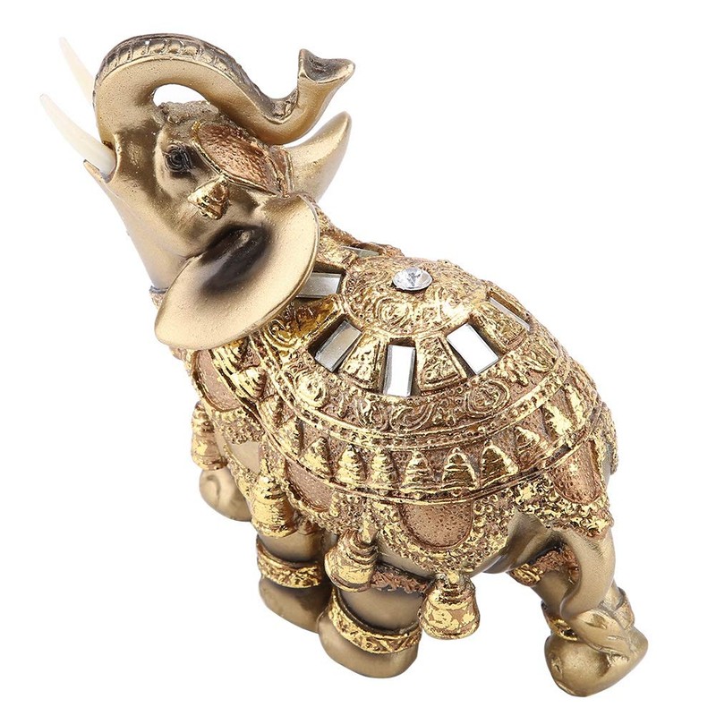 Elephant Statue, Lucky Feng Shui Golden Elephant Statue Sculpture Wealth
