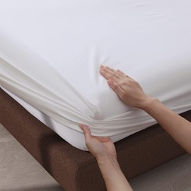 Rayyan Linen Extra Deep Fitted Sheet Fully Elasticated 40CM 100% Egyptian Cotton 200 Thread Counts (White, King)