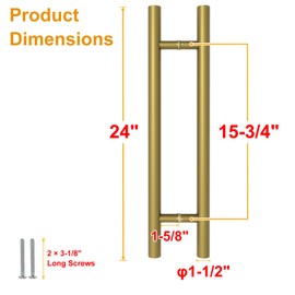 LVYIHAN Titanium Gold Round Barn Door Handles 12"/16"/18"/24"/36"/48"/59'', Pull Push Long French Door Handle Double Sided, Large Front Exterior Shower Door Pull Handles