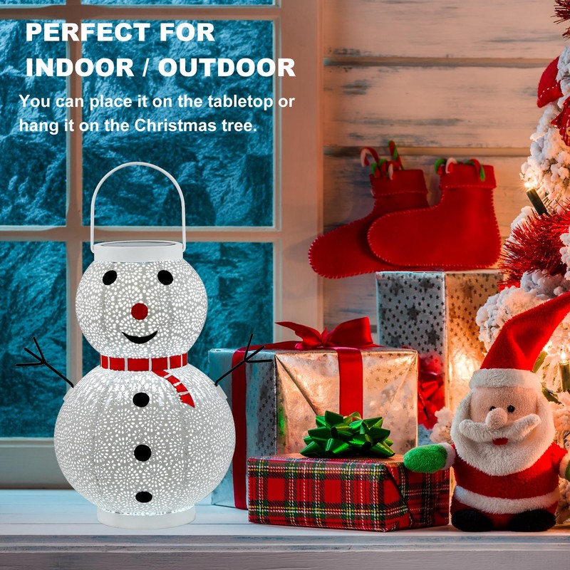 HEISOK Christmas Decorations Snowman Solar Lantern - Snowman Solar Hanging
